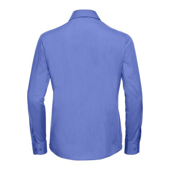 Russell Collection Womens/Ladies Poplin Easy-Care Long-Sleeved Shirt / Corporate - Picture 2 of 3